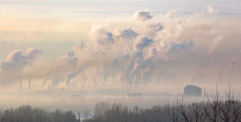Toxic smoke from pipes at the factory