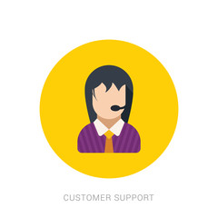 Customer support help desk woman operator service.