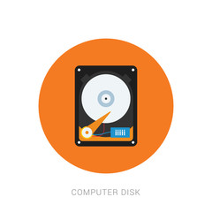 Flat hard drive disk icon for web.