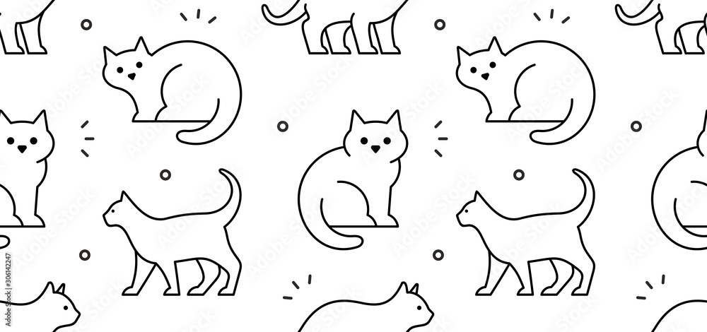 Poster seamless pattern with cats. isolated on white background