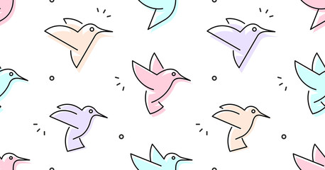 Materiał do szycia Seamless pattern with Hummingbirds. isolated on white background