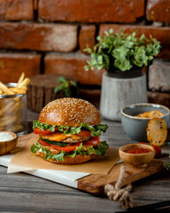 double burger with sesame bun