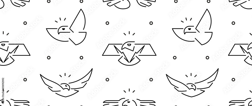 Poster seamless pattern with eagles. isolated on white background
