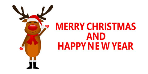 Funny reindeer in a scarf for christmas smiling