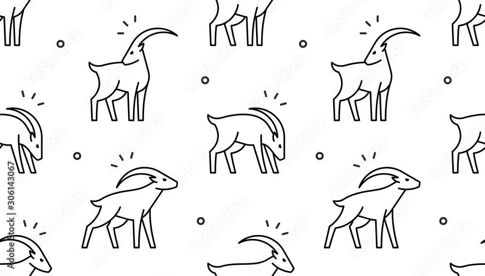 Poster seamless pattern with goats. isolated on white background