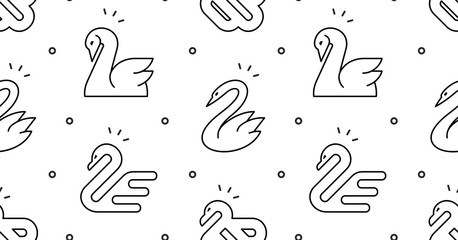 Seamless pattern with Swans. isolated on white background