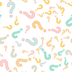 Quiz seamless pattern. Question marks, doubt, faq