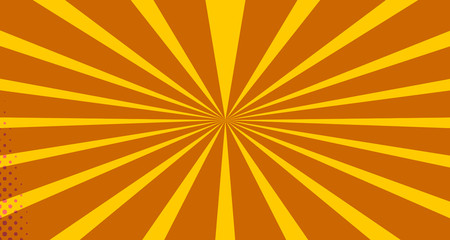 Vintage colorful comic book background. Orange blank bubbles of different shapes. Rays, radial, halftone, dotted effects. For sale banner empty Place for text 1960s. Copy space vector eps10.