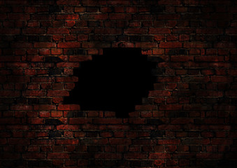 Broken brick dirty wall background