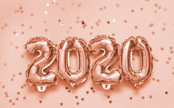 2020 Balloons On Pink Background.