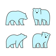 Linear Set of colored Bears icons. Icon design. Template elements