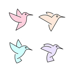 Linear Set of colored Hummingbirds icons. Icon design. Template elements