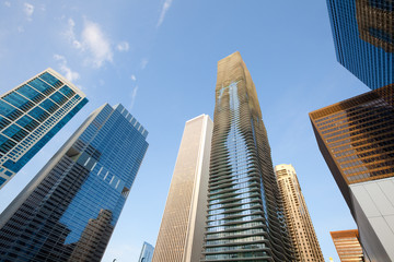 Skyline of modern skyscrapers at downtown, Chicago, Illinois, USA