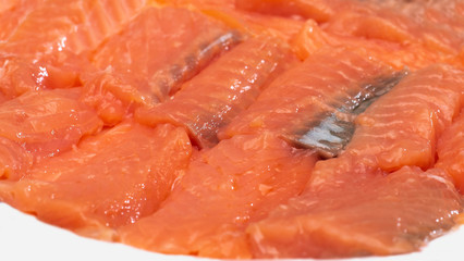 Sliced ​​salted gorgeous salmon