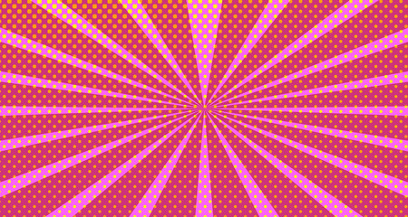 Vintage colorful comic book background. Orange blank bubbles of different shapes. Rays, radial, halftone, dotted effects. For sale banner empty Place for text 1960s. Copy space vector eps10.