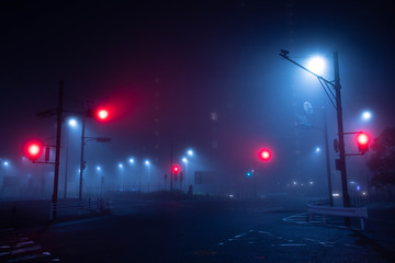 霧の夜の信号