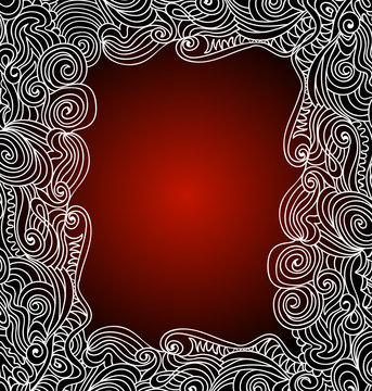 Abstract Vector Red Frame With Handwritten Ornament