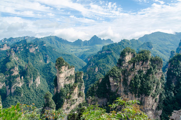 View of Zhangjiajie National Forest Park on a sunny day (China)