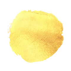 Hand drawn splash spot golden background, mettalic luxury circle brush stroke. Glitter round painting on paper. Vector illustration