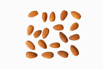 almonds on white background