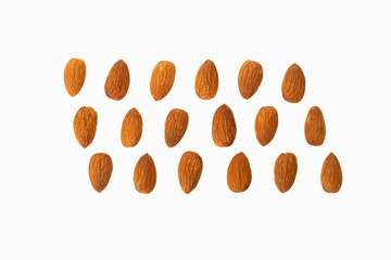almonds on white background