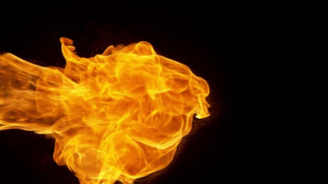 Super Slow Motion Shot of Fire Flame Isolated on Black Background at 1000fps. Shooted with High Speed Cinema Camera in 4K resolution.