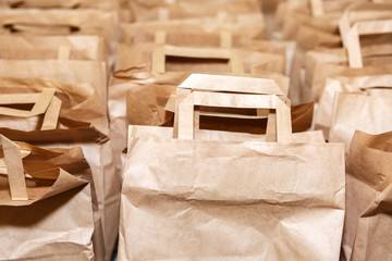 Fototapeta na wymiar Lots of brown paper bags