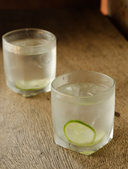 Glass of lime water detox