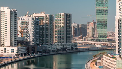 Fototapeta na wymiar The rhythm of the city of Dubai aerial timelapse