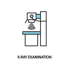 X-RAY examination vector line icon. Cancer diagnostics