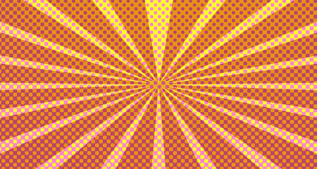 Vintage colorful comic book background. Pink Orange blank bubbles of different shapes. Rays, radial, halftone, dotted effects. For sale banner empty Place for text 1960s. Copy space vector eps10.