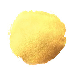 Hand drawn splash spot golden backgrounds set, mettalic luxury circle brush stroke. Glitter round painting on paper. Vector illustration