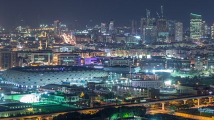 Fototapeta na wymiar Beautiful view of bright lights from Dubai aerial timelapse