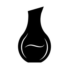 Wine service glyph icon. Decorative decanter with alcohol beverage. Aperitif drink. Bar, restaurant, winery glassware, tableware. Silhouette symbol. Negative space. Vector isolated illustration