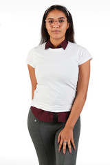 Blank t-shirt mock-up - Cute preppy, fashion geek girl ready for your design