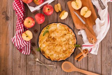 Apple tart with sugar cinnamon topping.