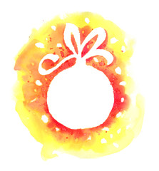 Watercolor Christmas ball. Watercolor speech bubble. The frame of the brush stroke.