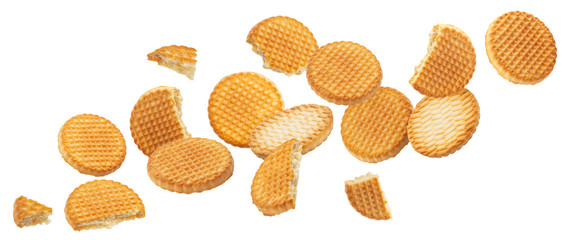 Butter cookies collection, biscuits isolated on white background