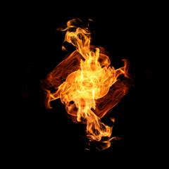 Fire on a black background