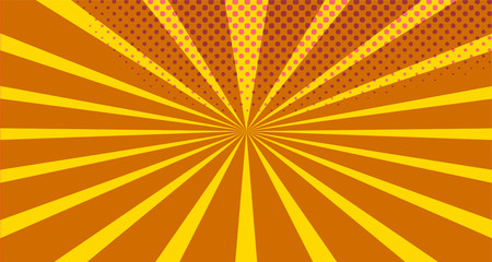 Vintage colorful comic book background. Pink Orange blank bubbles of different shapes. Rays, radial, halftone, dotted effects. For sale banner empty Place for text 1960s. Copy space vector eps10.