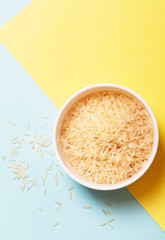 Rice in front of the colorful background