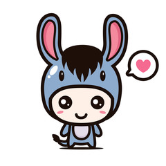 Cute donkey mascot vector design