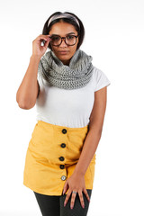 Blank t-shirt mock-up - Cute preppy, fashion geek girl ready for your design
