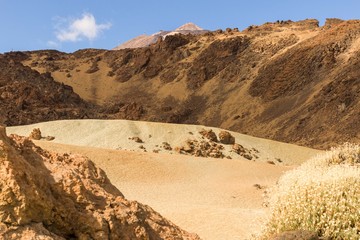desert landscape view of vulcano Teide on on island Tenerife