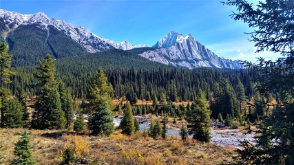 Beautiful panorama scenery in Banff Nationalparks Ink Pots, Canada. Hiking in the candian rocky mountains