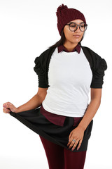 Blank t-shirt mock-up - Cute preppy, fashion geek girl ready for your design
