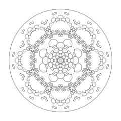 Mandala. Coloring page, illustration vector black and white. Art Therapy. Anti-stress coloring page. Decorative elements.