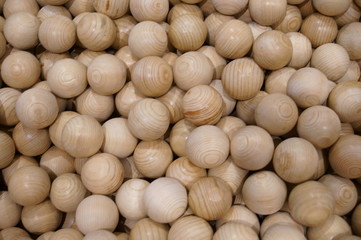 Lots of balls made of wood