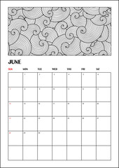 2020 Antistress calendar, doodle illustration.