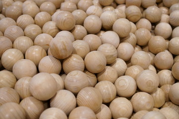 Lots of balls made of wood